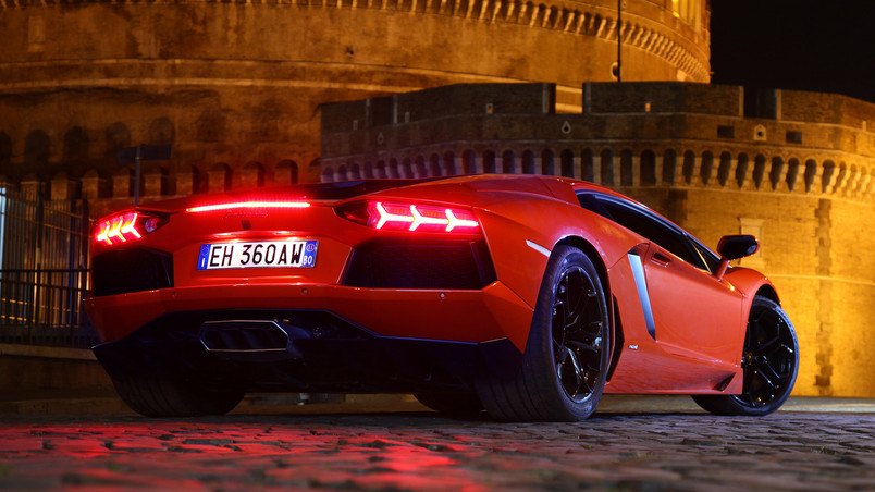 Red Lamborghini Aventador HD Wallpaper