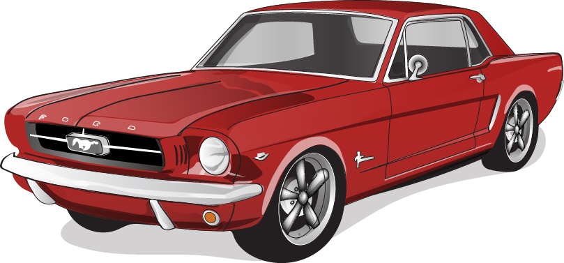 Red vintage car vector material 05
