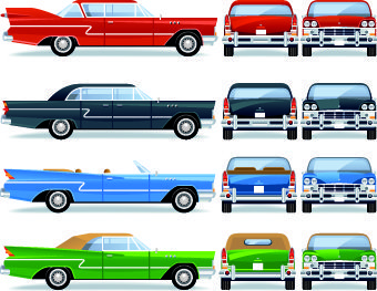 Retro car vector material