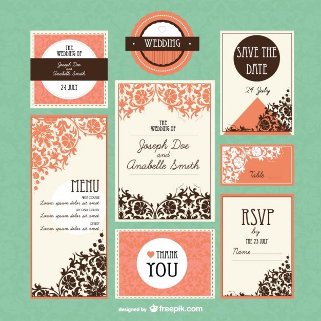 Retro wedding mock-up set  Vector | Free Download