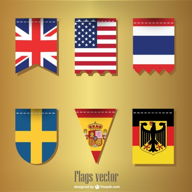 Ribbon flags vector set