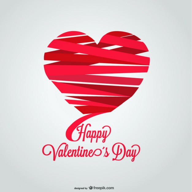 Ribbon Heart Shape Valentine’s Day Card Design
