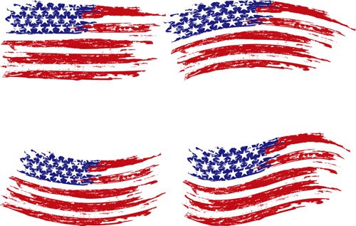 Set of America flag vector 04