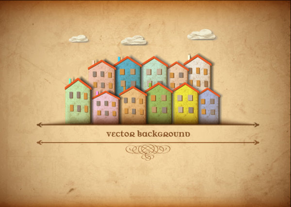 Set of Puzzle House vector background 02