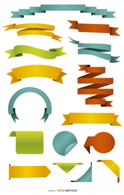 Set of retro ribbons and labels