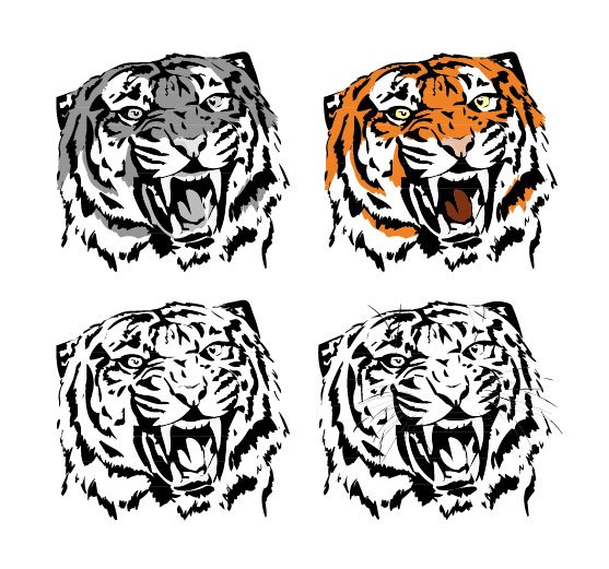 Set of Tiger vector picture art 05
