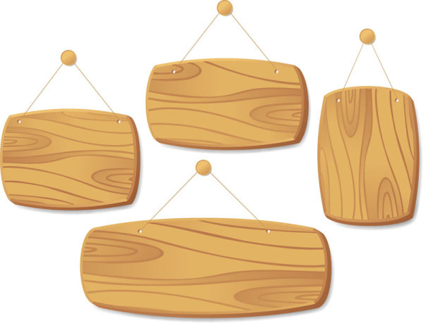 Set of Wooden tags elements vector 04