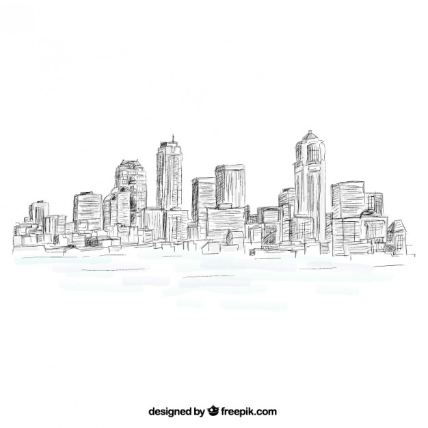 Sketchy city skyline