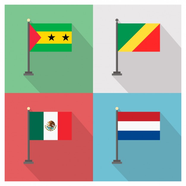São Tomé and Príncipe Republic of the Congo Mexico and Holland Flags