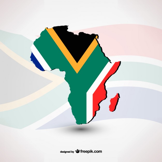 South African flag with silhouette