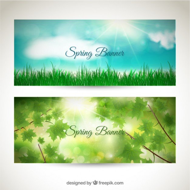 Spring banners set png