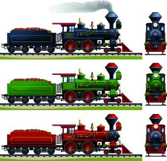 Steam locomotive design vector graphic