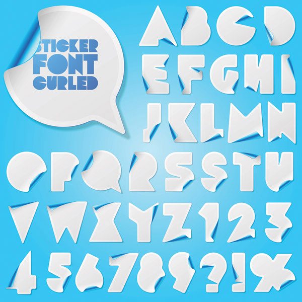 Sticker numbers and letters vector