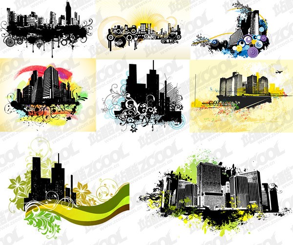8 the trend of urban architectural theme illustrator vector