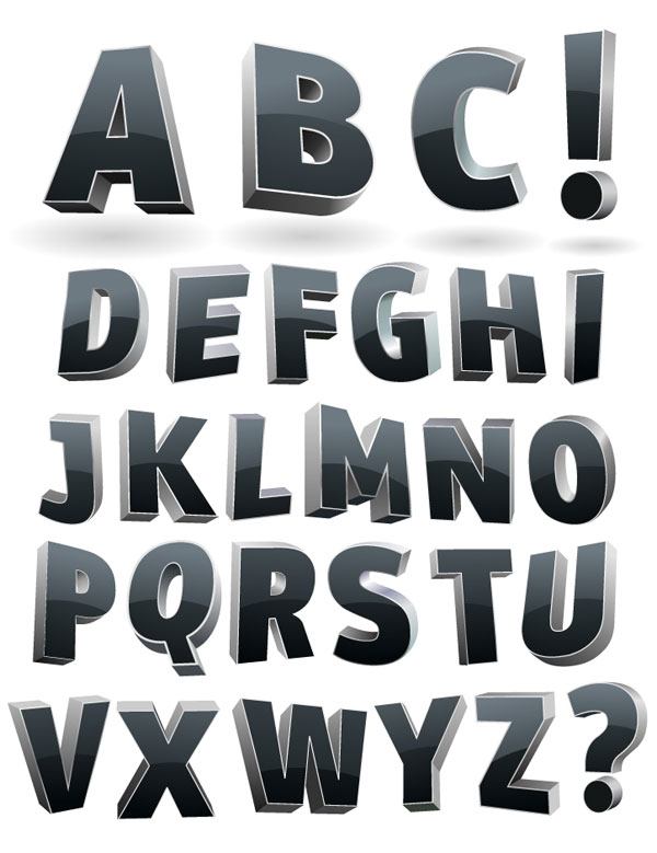 Three-dimensional letters Vector