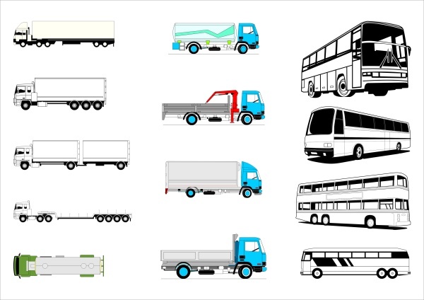 Truck with bus vector illustration