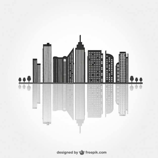 Urban black silhouette with reflex