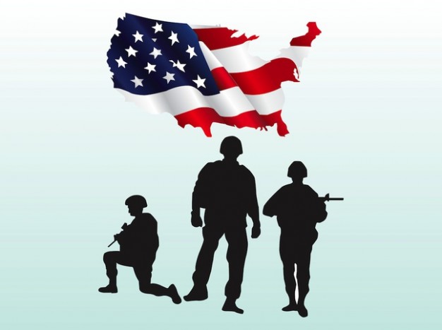 Usa flag soldiers gun vectors
