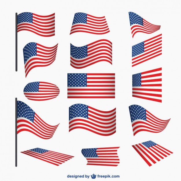 USA flags vector set
