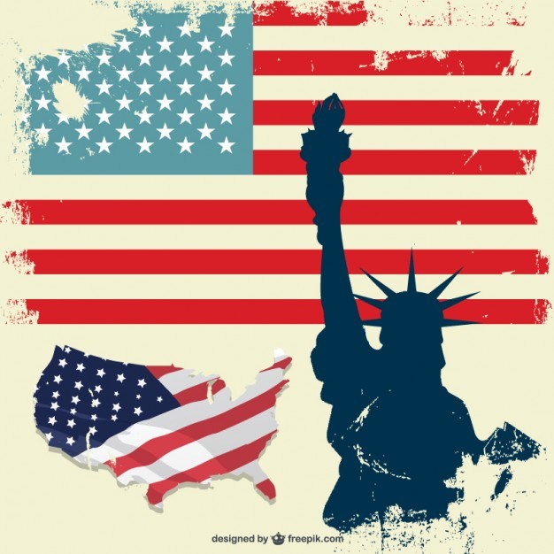 USA Liberty Statue flag vector set