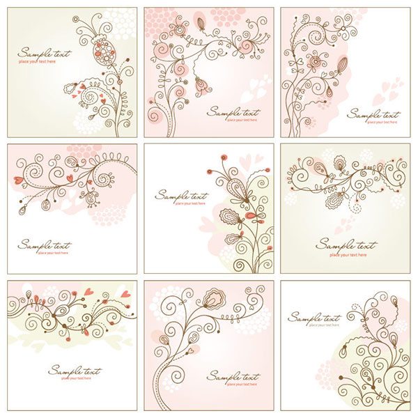Vector Art: Shabby Chic Floral Vector Art Set 9 Designs