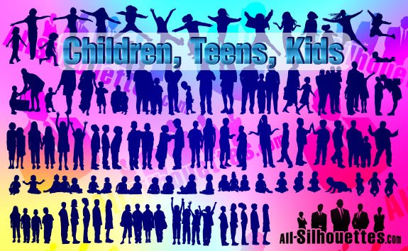 Vector Children, Kids, Teens, – All-Silhouettes