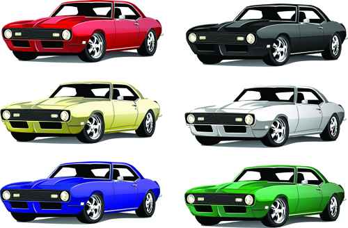 Vector colored car design set 03