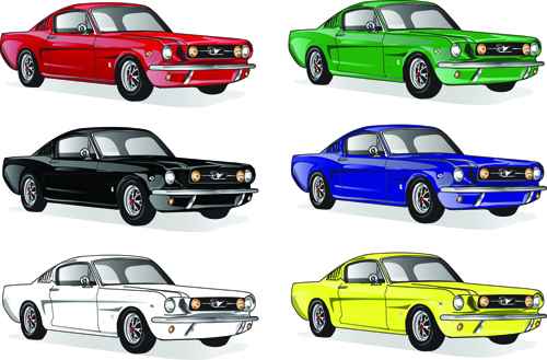 Vector colored car design set 02