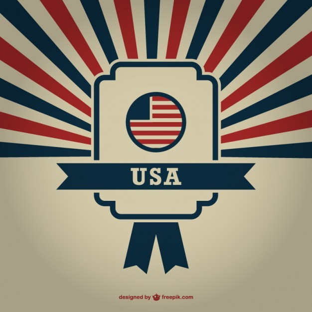 Vector USA badge sunburst background