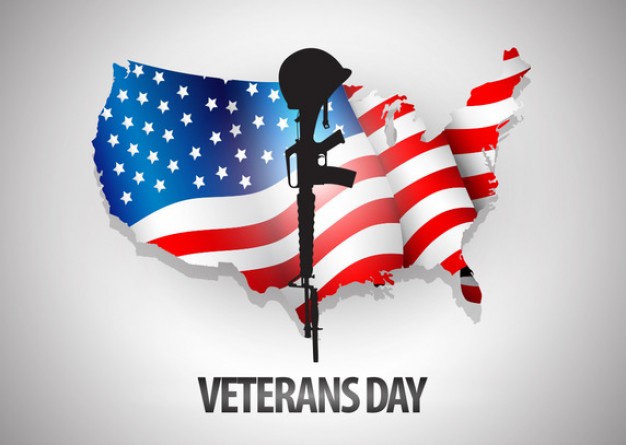 Veterans day poster with US flag
