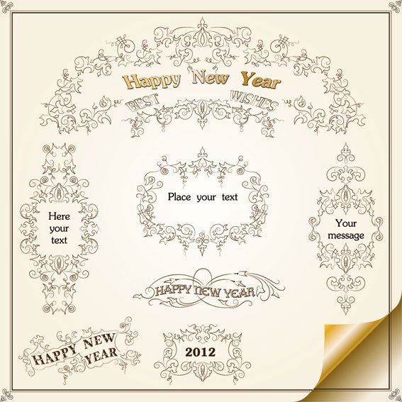 Vintage Decorative pattern Borders elements vector 05