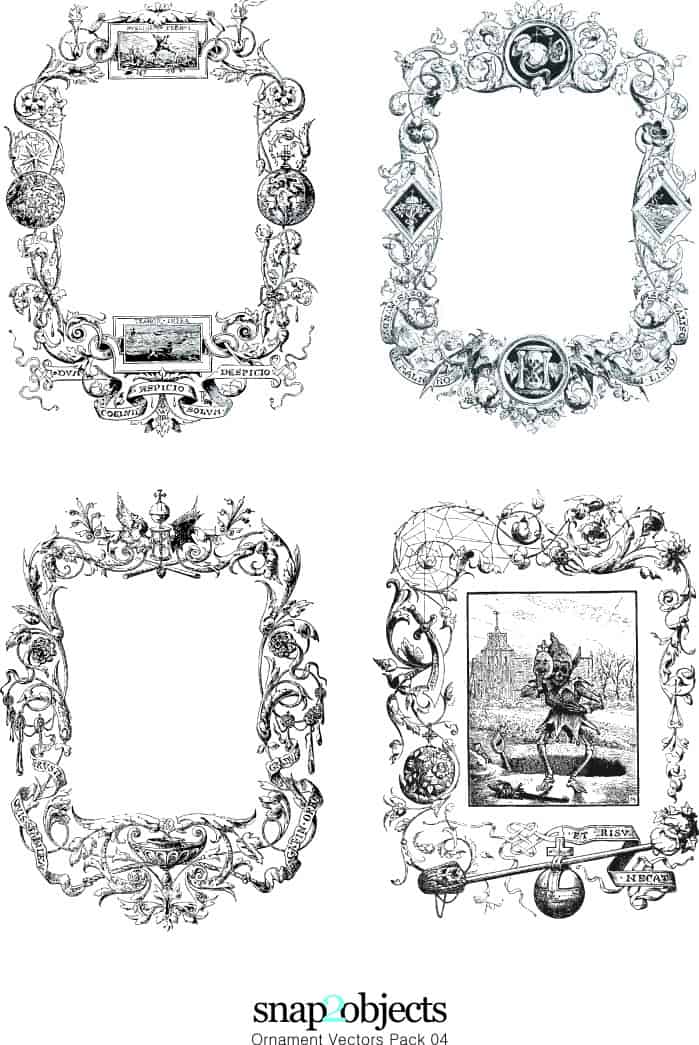 4 Vintage Floral Ornament Pack 04