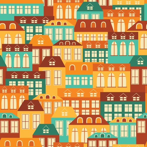 Vintage house seamless pattern vector 01