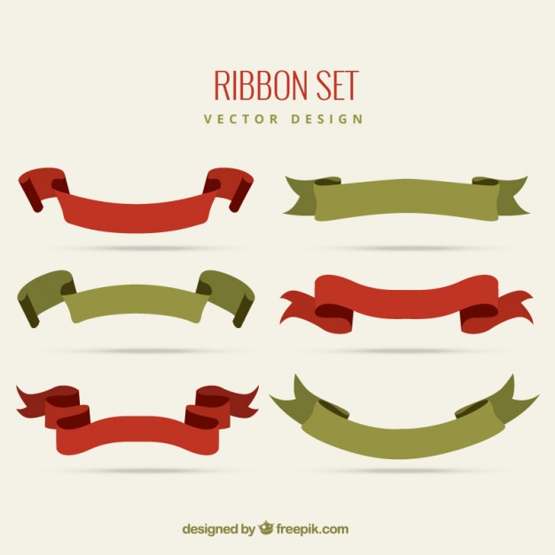 Vintage ribbon set png
