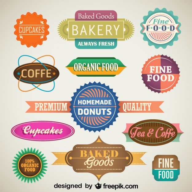 Vintage Set of Food Labels and Badges  Vector | Free Download