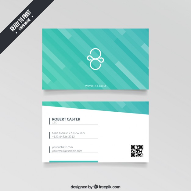 Visit card with turquoise stripes  Vector | Free Download