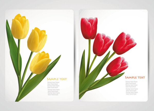 with Flowers cards vector template 05