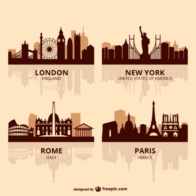 World capitals skyline vector