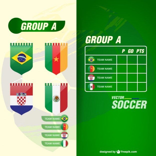 World cup groupe teams vector template