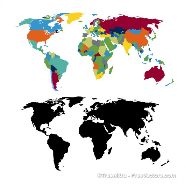 World map cartography business black colorful travel smart