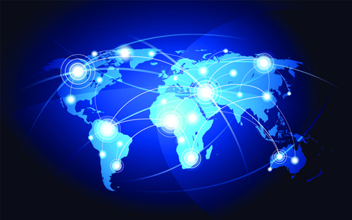 World Map with Infographic vector 01