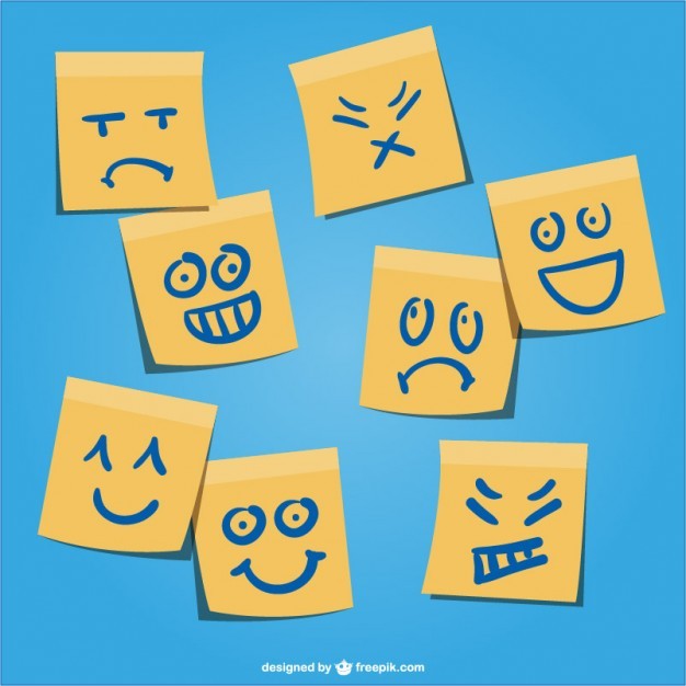 Yellow post-it emotions vector   Vector | Free Download
