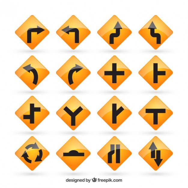 Yellow road signs  Vector | Free Download