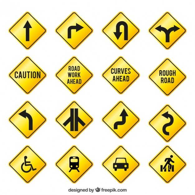 Yellow traffic signs  Vector | Free Download