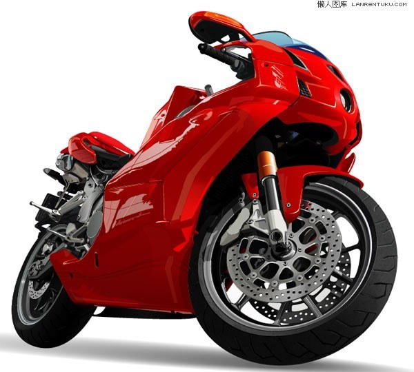 A beautiful red motorcycle vector material