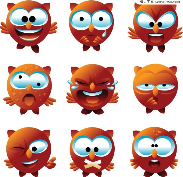 A set of cute cartoon owl expression vector material Vector cartoon
