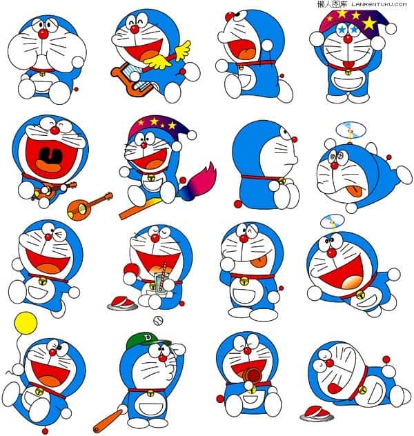 A variety of cute cartoon Doraemon vector material