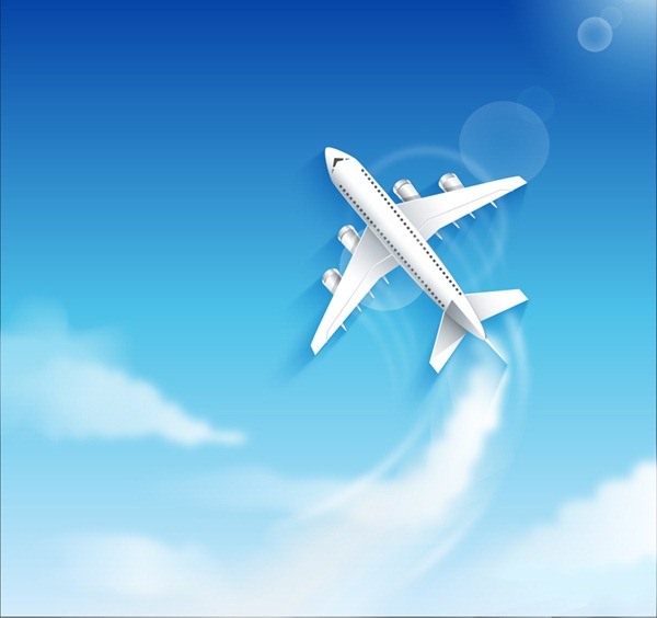 Aircraft flying in the sky vector graphics