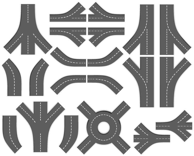 8 asphalt road design vector material