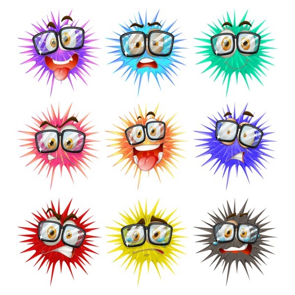 9 ball cartoon bacterial vector graphics